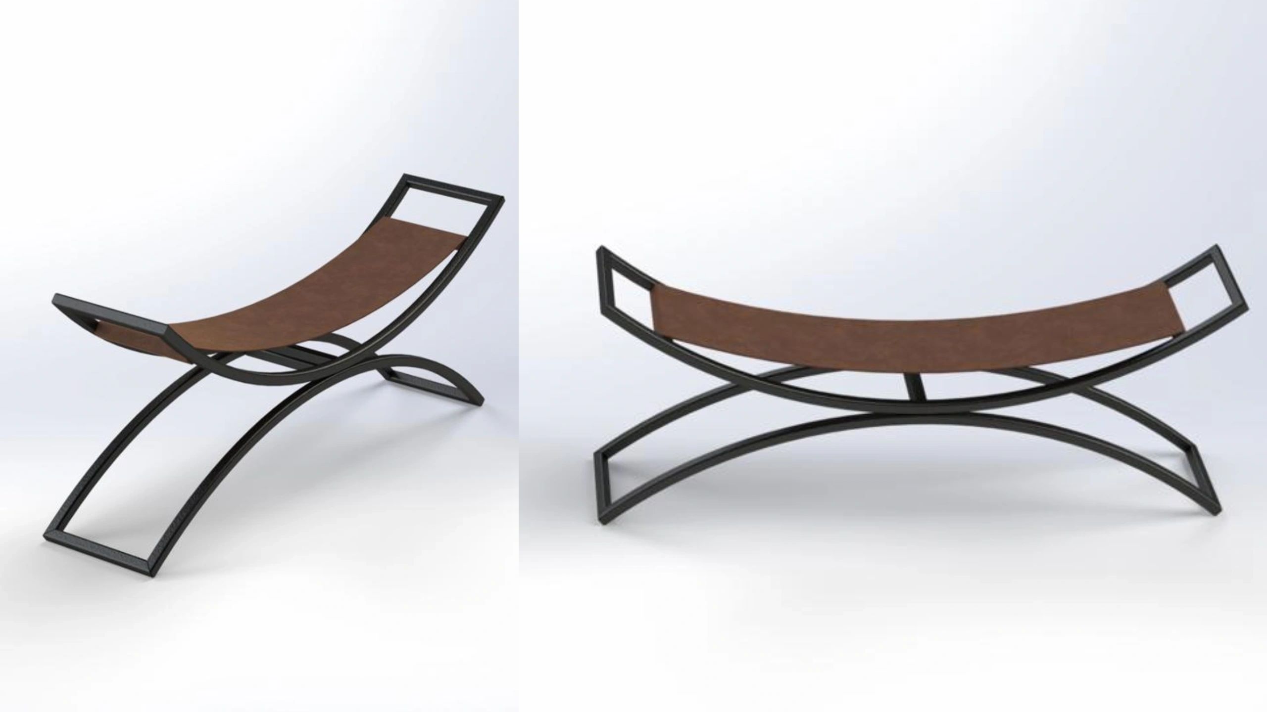 A chair and bench concept explores sculptural forms and a shared material language.